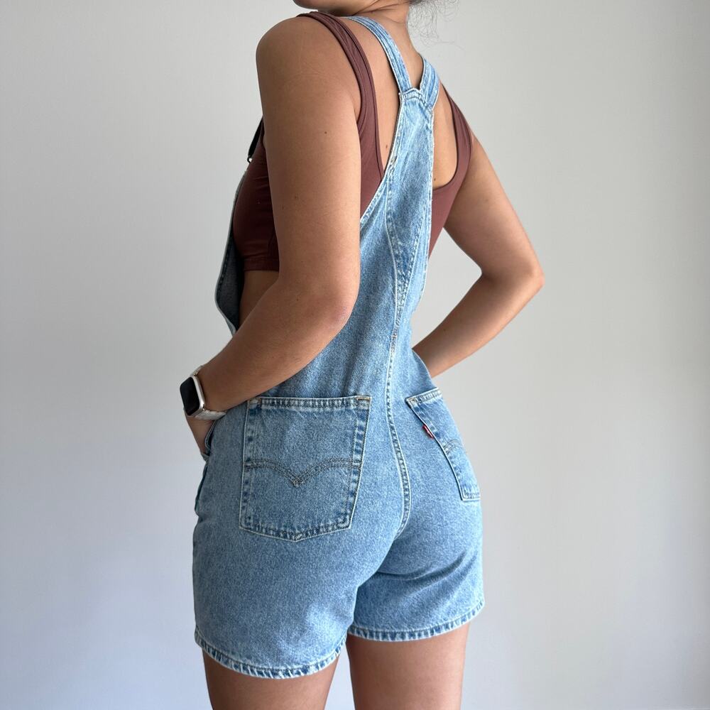 Free People Levi's Overalls Shorts Denim Shortalls Festival Bib Farmer - Picture 5 of 12